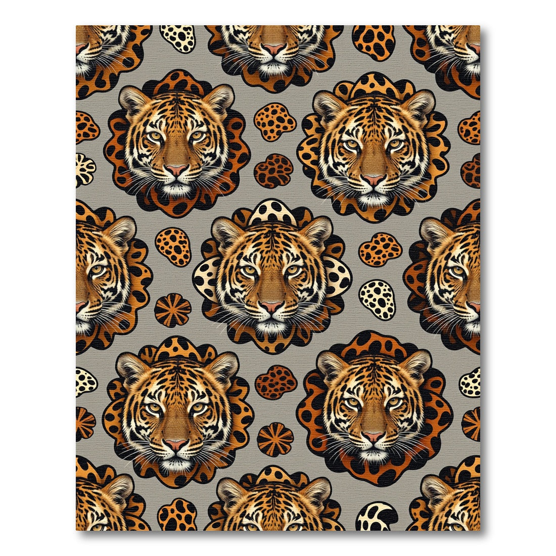 Wild Tiger Faces Animal Print Rug