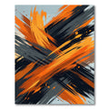 Dynamic Orange And Charcoal Brushstroke Rug