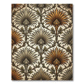 Vintage Metallic Gold Palm Leaf Damask Rug