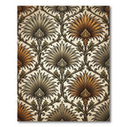 Vintage Metallic Gold Palm Leaf Damask Rug