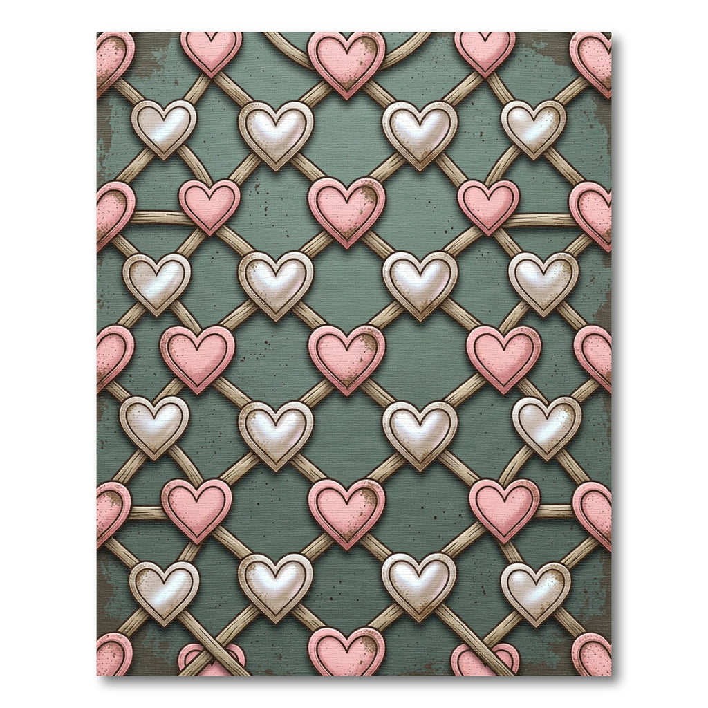 Sage Green Lattice Heart Trellis Rug
