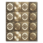 Gold Ornamental Damask Medallion Rug