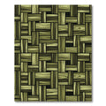 Olive Green Woven Wood Block Grid Rug