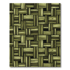 Olive Green Woven Wood Block Grid Rug