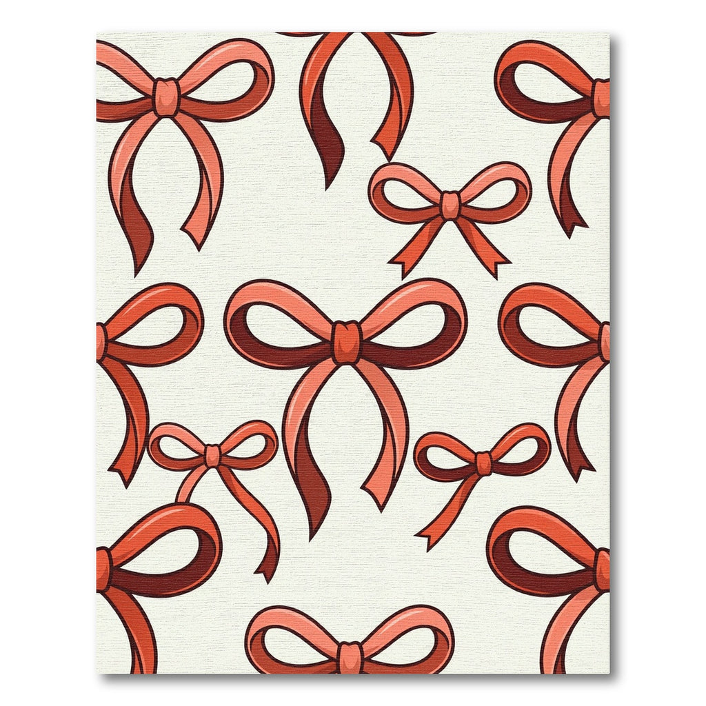 Playful Coral Bow Ribbon Repeat Rug