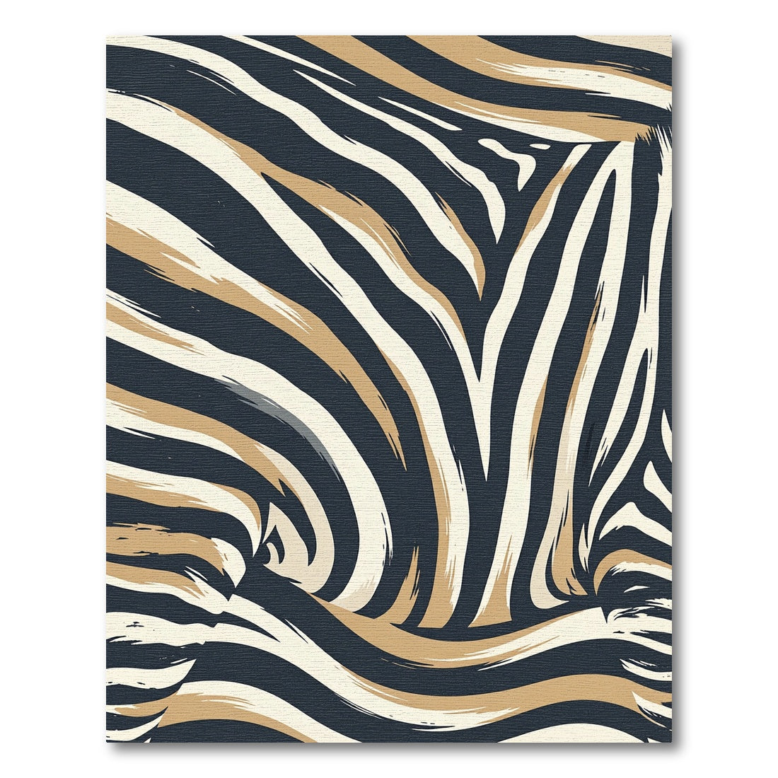 Abstract Charcoal and Beige Zebra Stripe Rug