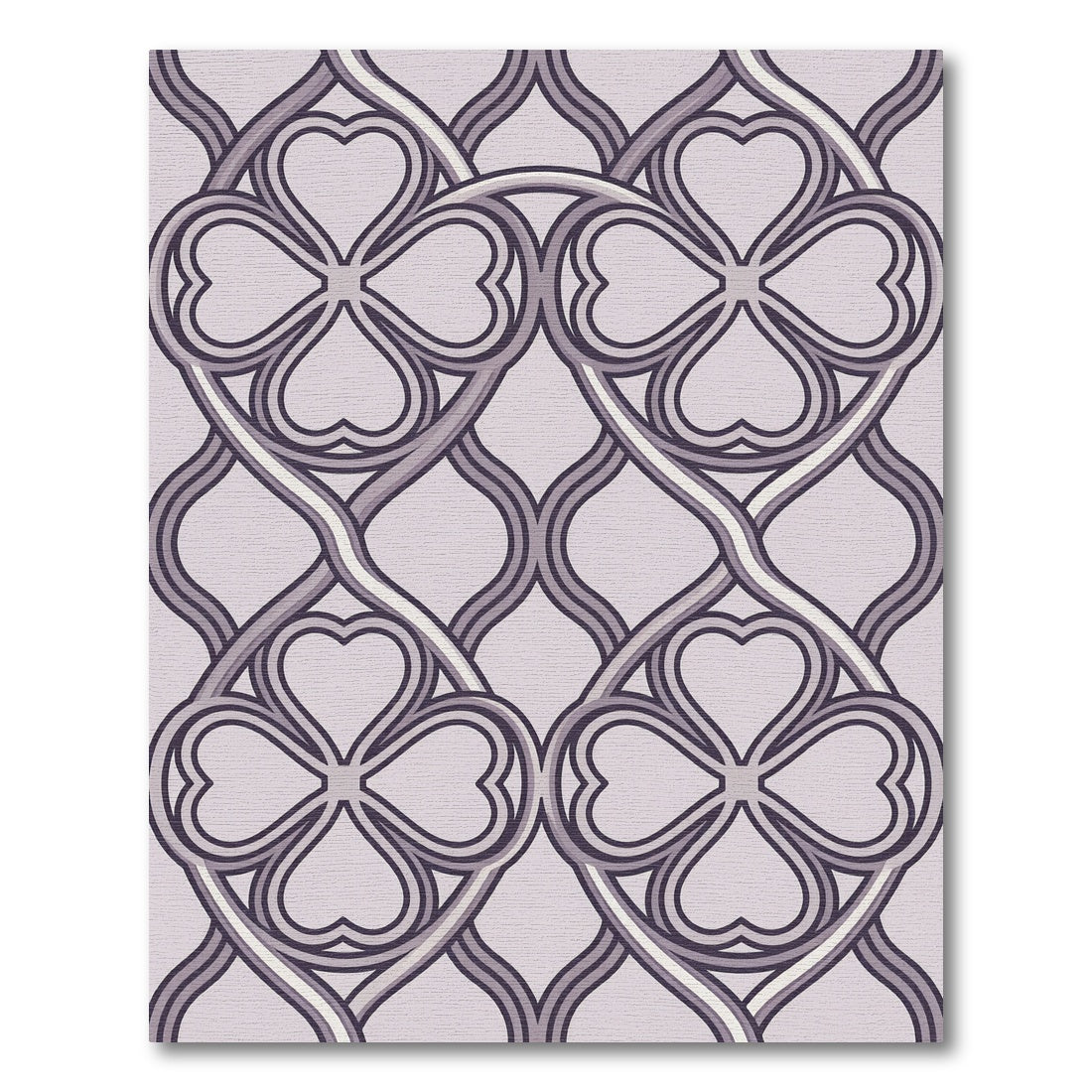 Lavender Quatrefoil Interlocking Heart Ornament Rug