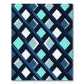Modern Navy Teal Geometric Intersecting Grid Rug