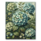 Soft Teal Hydrangeas Floral Collage Rug