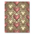Pink Gold Heart Scrollwork Pattern Rug