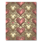 Pink Gold Heart Scrollwork Pattern Rug