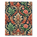 Coral Rose Scrolling Acanthus Damask Rug