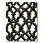 Monochrome Ogee Interlocking Curvilinear Ink Black Cream Rug