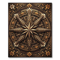 Ornate Brown Gold Floral Compass Swirl Rug
