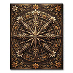 Ornate Brown Gold Floral Compass Swirl Rug
