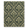 Elegant Olive Damask Scroll Filigree Rug