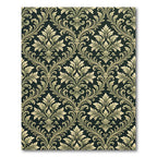 Elegant Olive Damask Scroll Filigree Rug