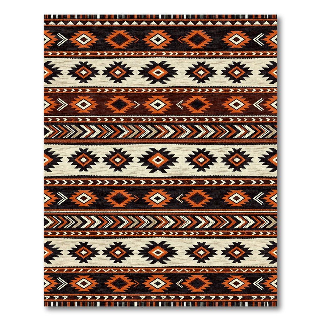 Warm Earthy Navajo Diamond Stripes Rug