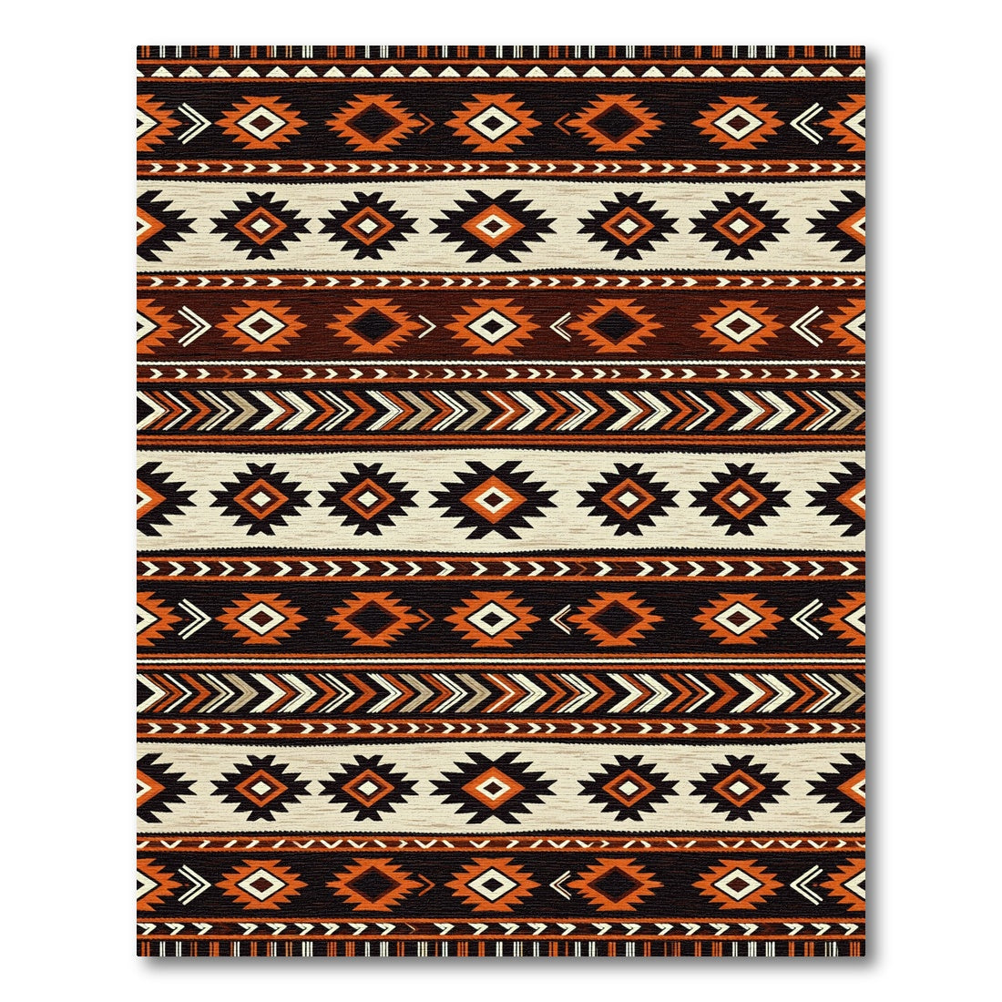 Warm Earthy Navajo Diamond Stripes Rug