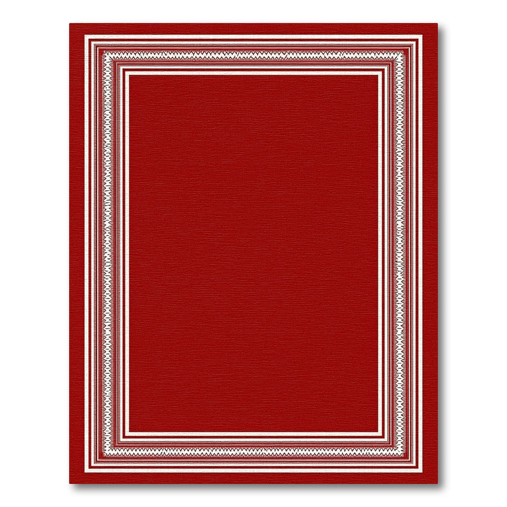 Rich Crimson Ivory Geometric Border Rug