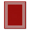Rich Crimson Ivory Geometric Border Rug
