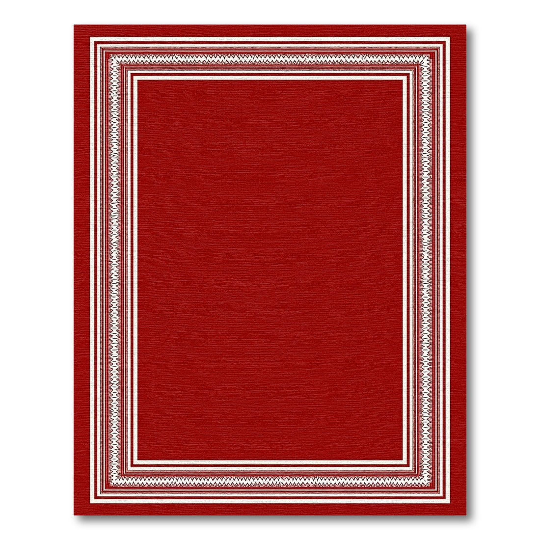 Rich Crimson Ivory Geometric Border Rug