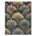 Art Deco Gold Silver Fan Fern Rug
