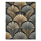 Art Deco Gold Silver Fan Fern Rug