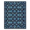 Elegant Azure Floral Lattice Grid Rug