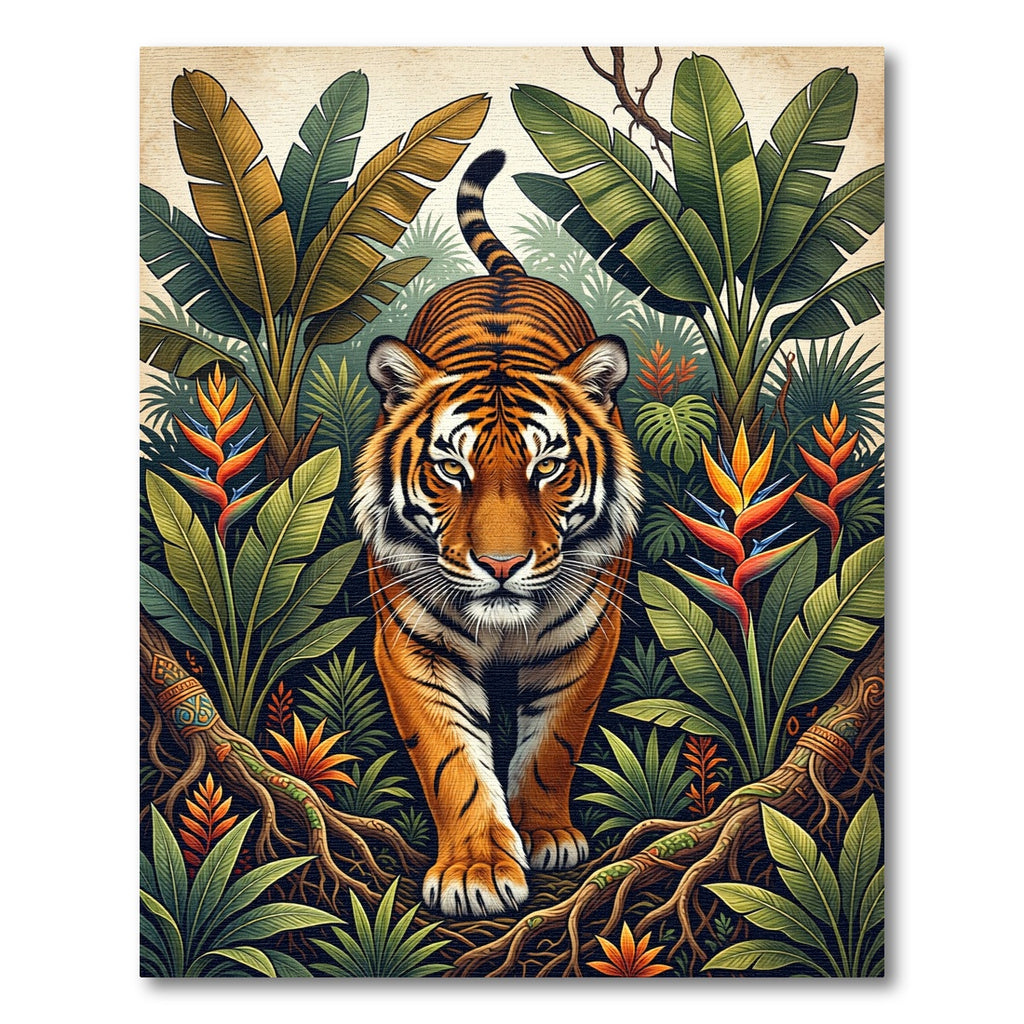 Lush Tropical Tiger Jungle Foliage Rug