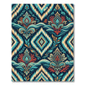 Boho Navy Teal Ikat Floral Medallion Rug