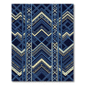 Art Deco Navy Cream Geometric Chevron Rug