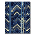 Art Deco Navy Cream Geometric Chevron Rug