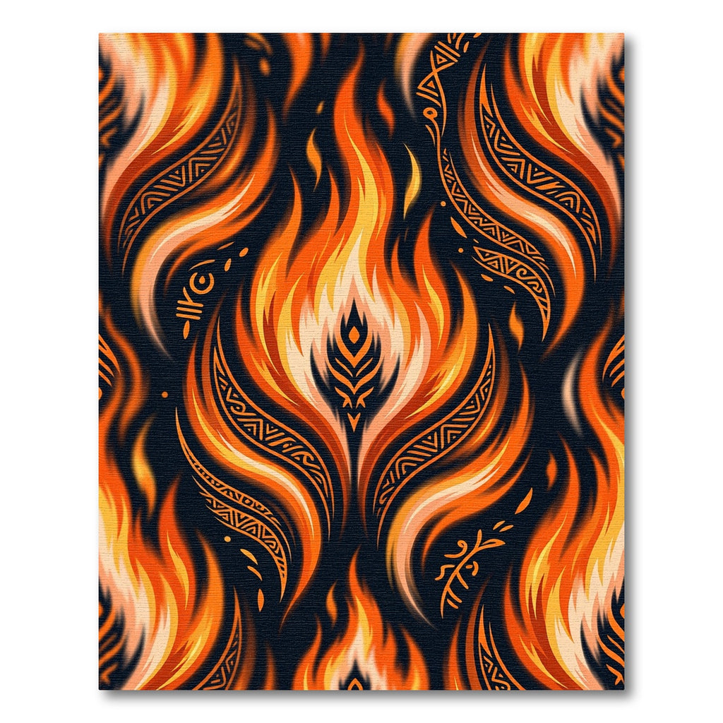 Fiery Orange Tribal Flame Accents Rug