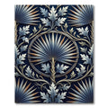 Intricate Navy Blue Botanical Palm Medallion Rug