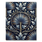 Intricate Navy Blue Botanical Palm Medallion Rug