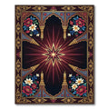 Radiant Deep Crimson Star Floral Ornament Rug