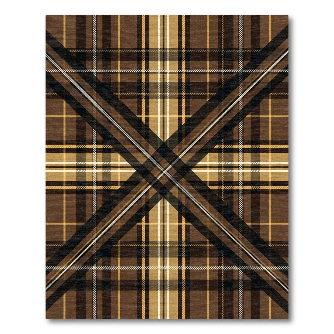 Classic Brown Plaid Tartan Check Rug