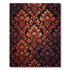 Ornate Burnt Orange Damask Scroll Rug