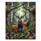 Enchanted Forest Elk Wildlife Scene Rug