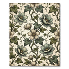 Sage Botanical Ivy Flower Vine Illustration Rug