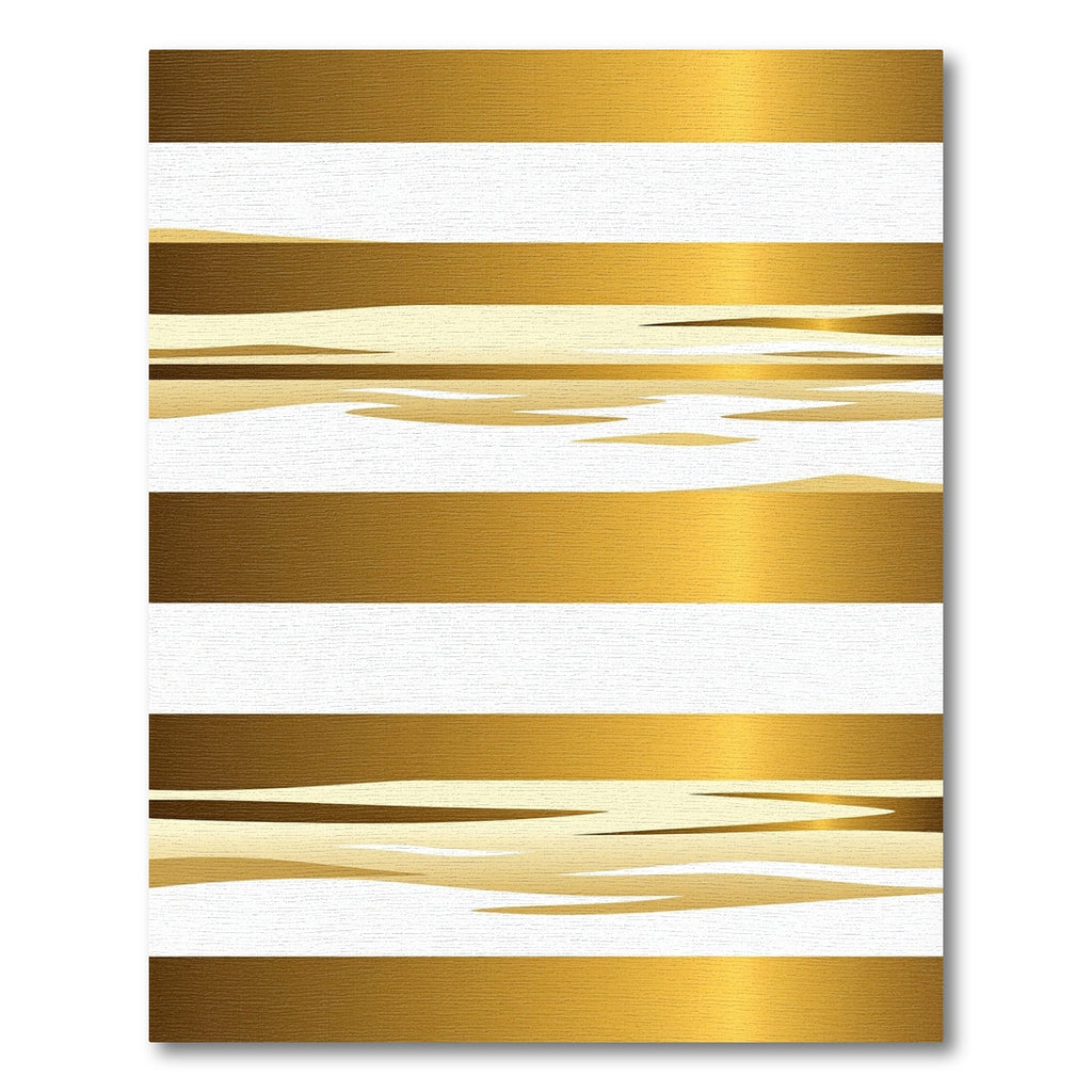 Contemporary Gold and White Abstract Stripe Rug