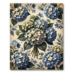 Vintage Blue White Hydrangea Bouquet Rug