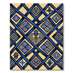 Geometric Blue Gold Tribal Diamond Rug