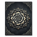 Ornate Monochrome Rose Mandala Medallion Rug