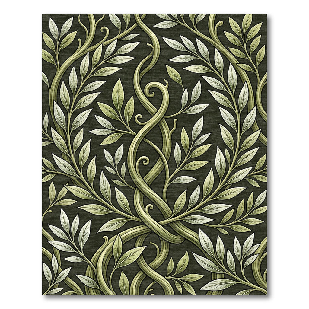 Botanical Olive Leaf Intertwined Vine Rug