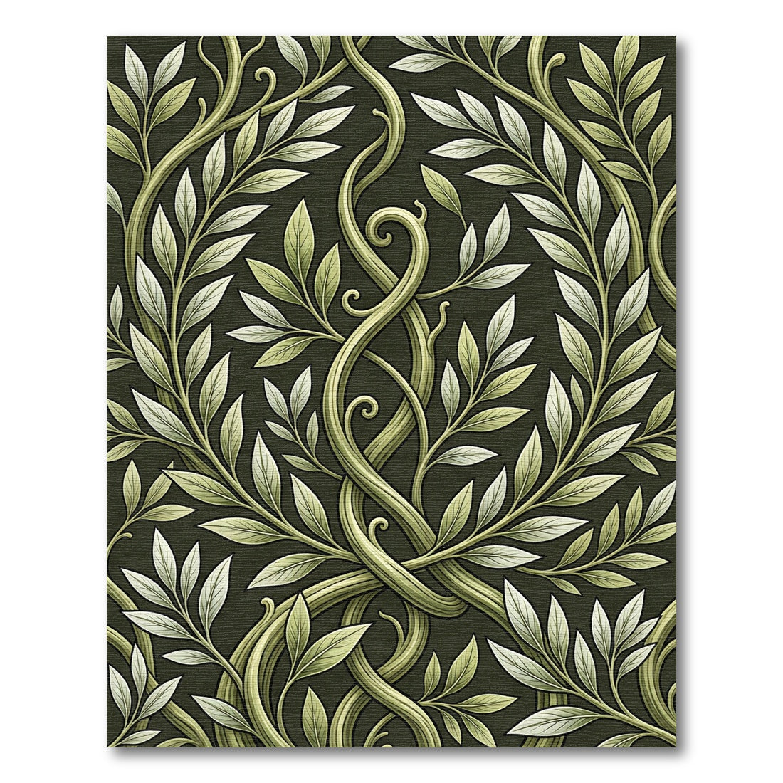 Botanical Olive Leaf Intertwined Vine Rug