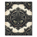 Ornate Charcoal Acanthus Palm Medallion Rug