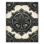 Ornate Charcoal Acanthus Palm Medallion Rug