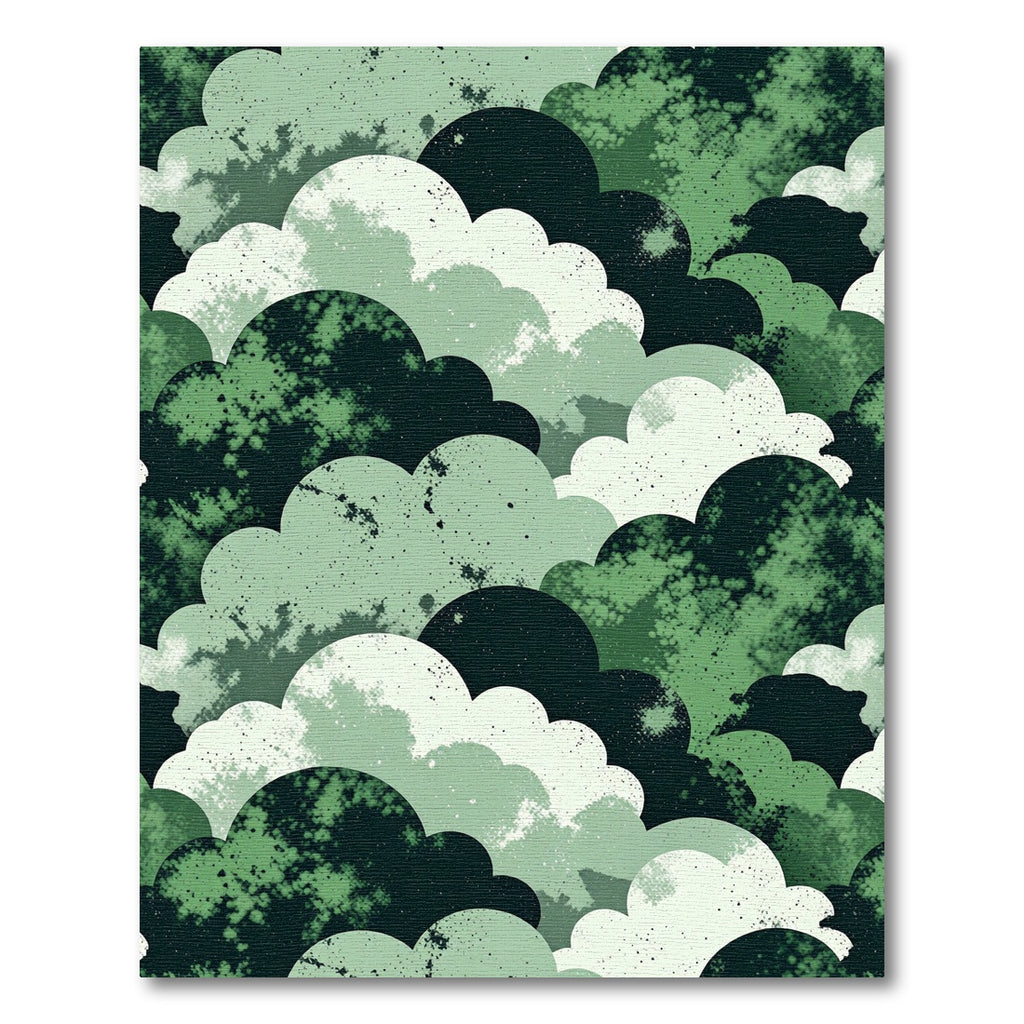 Misty Green Cloudscape Abstract Rug